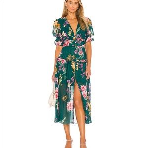 Keepsake Midi dress jade botanical